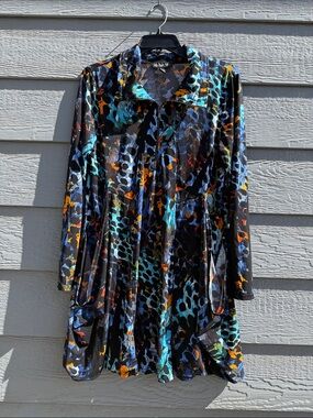 Michael Tyler Colorful Abstract Print Zip-Front dress